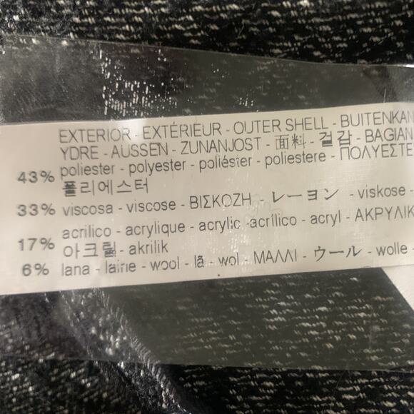 NWT ZARA GLEN 534 WOMEN'S BLACK & WHITE OPEN FRONT WOOL JACKET W/POCKETS LARGE - Picture 8 of 9